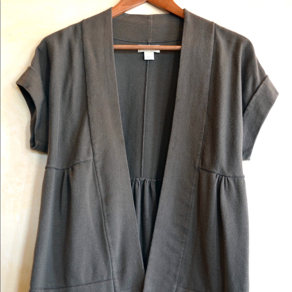 Christopher &Banks Taupe vest with cap sleeves. LG